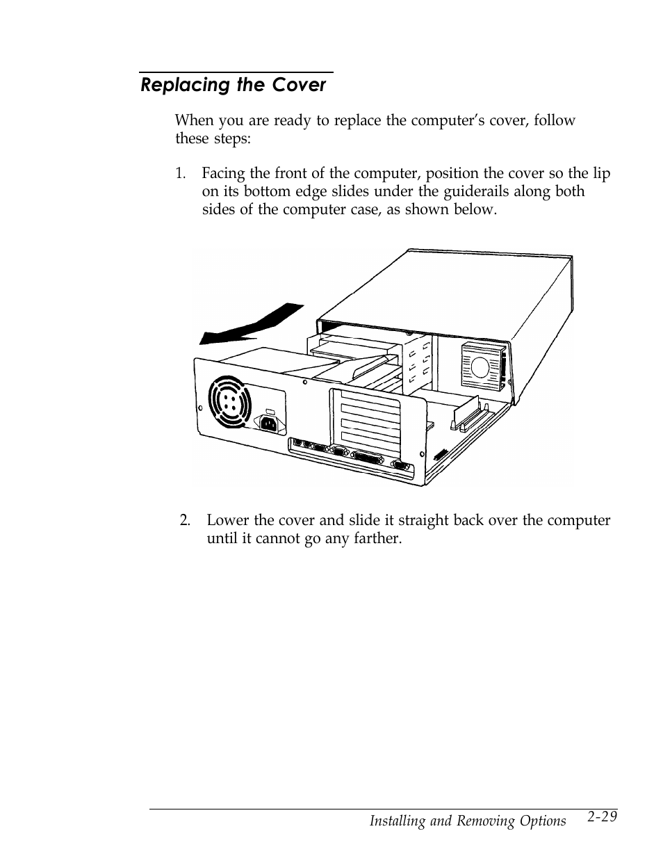 Replacing the cover | Epson Endeavor User Manual | Page 72 / 197