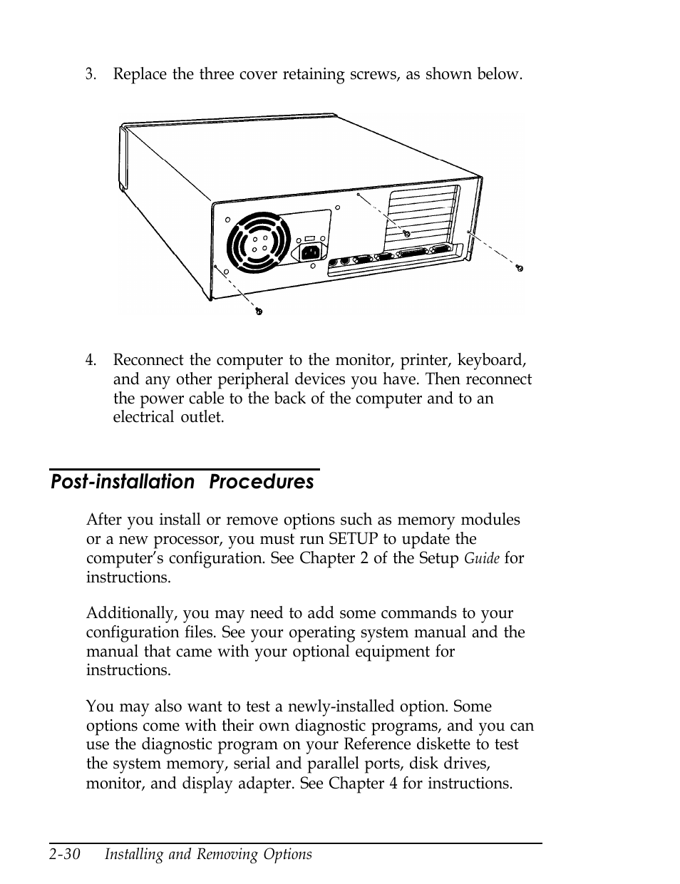 Post-installation procedures | Epson Endeavor User Manual | Page 73 / 197