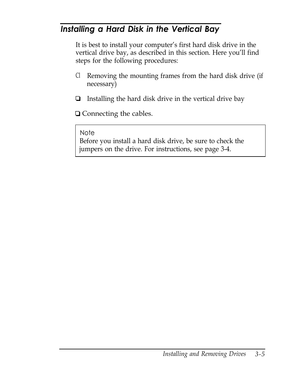 Installing a hard disk in the vertical bay | Epson Endeavor User Manual | Page 78 / 197