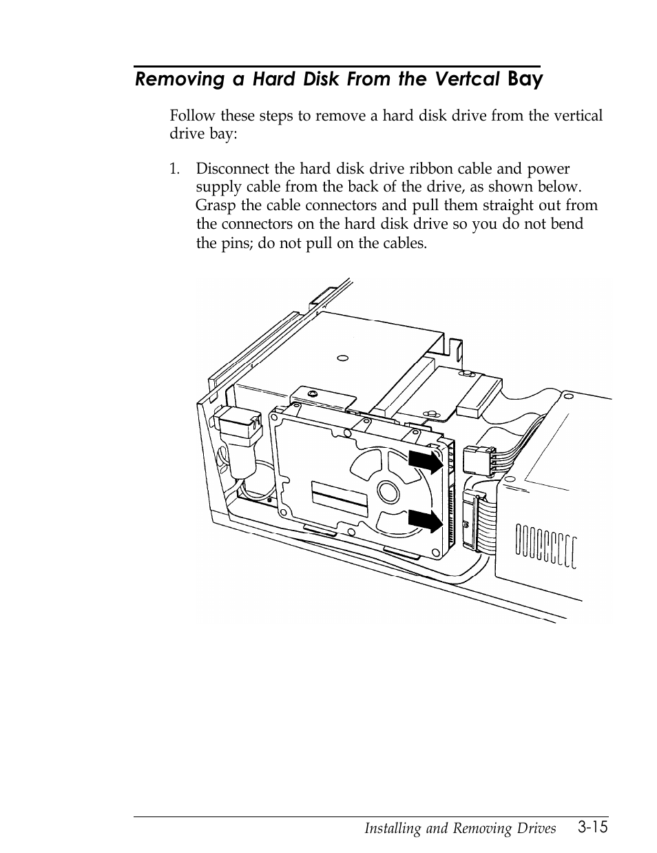 Removing a hard disk from the vertical bay, Removing a hard disk from the vertcal | Epson Endeavor User Manual | Page 88 / 197