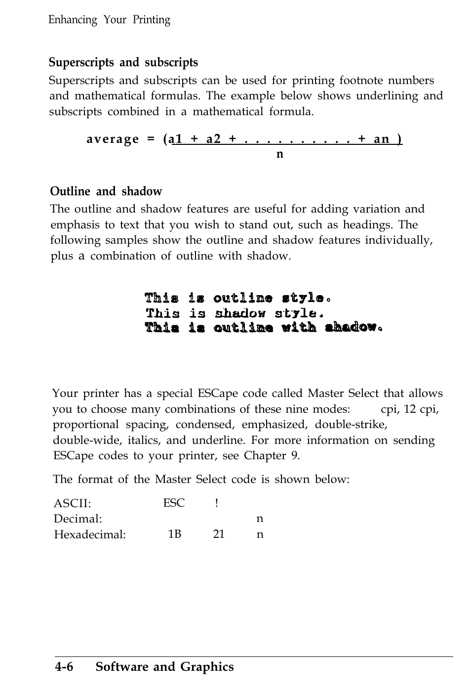 Selecting typestyles with master select | Epson 4500 User Manual | Page 113 / 317