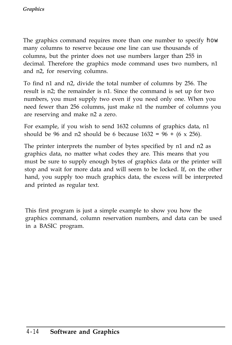 Column reservation numbers, A simple graphics program | Epson 4500 User Manual | Page 121 / 317