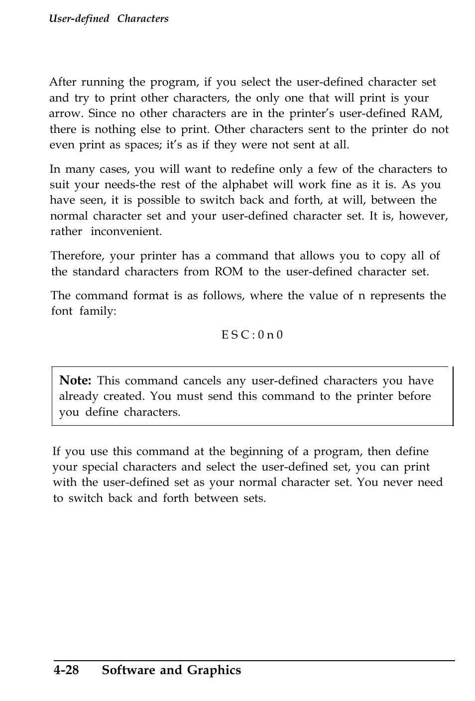 Copying rom characters to ram | Epson 4500 User Manual | Page 135 / 317