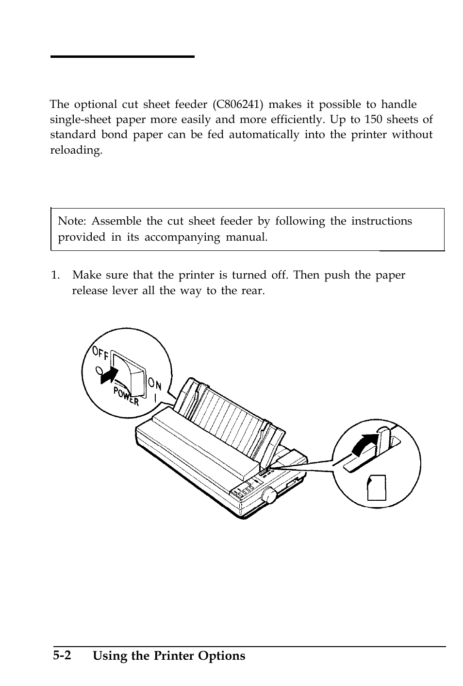 The cut sheet feeder, Installation | Epson 4500 User Manual | Page 140 / 317