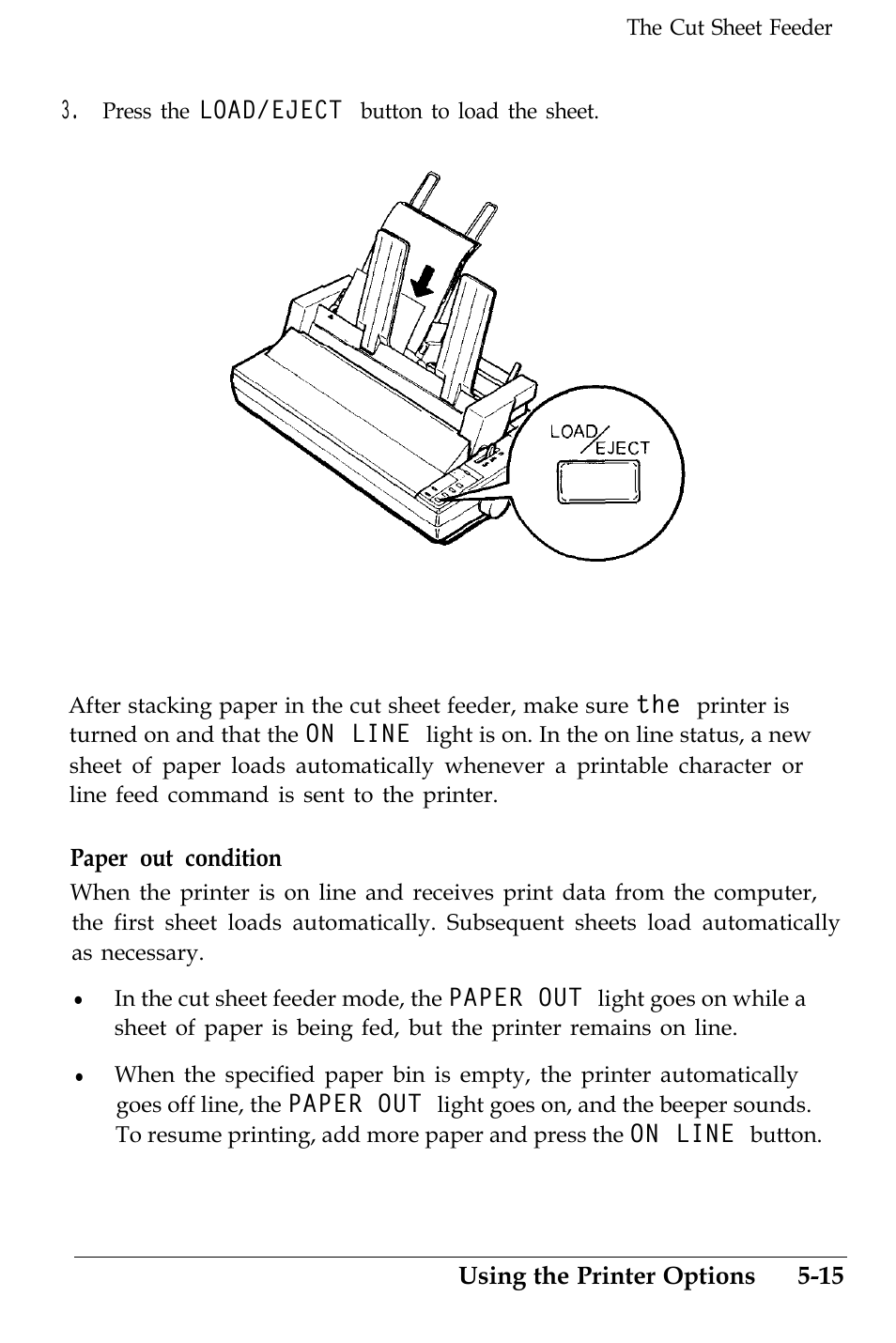 Operating the cut sheet feeder | Epson 4500 User Manual | Page 153 / 317