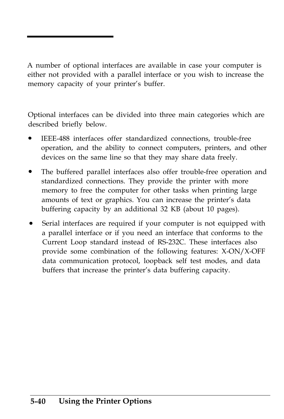 The interface boards, Choosing an interface | Epson 4500 User Manual | Page 178 / 317