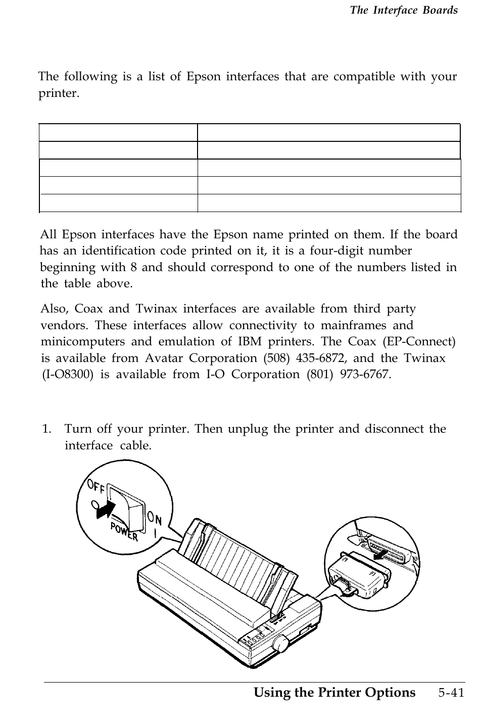 Compatible interfaces, Installation | Epson 4500 User Manual | Page 179 / 317