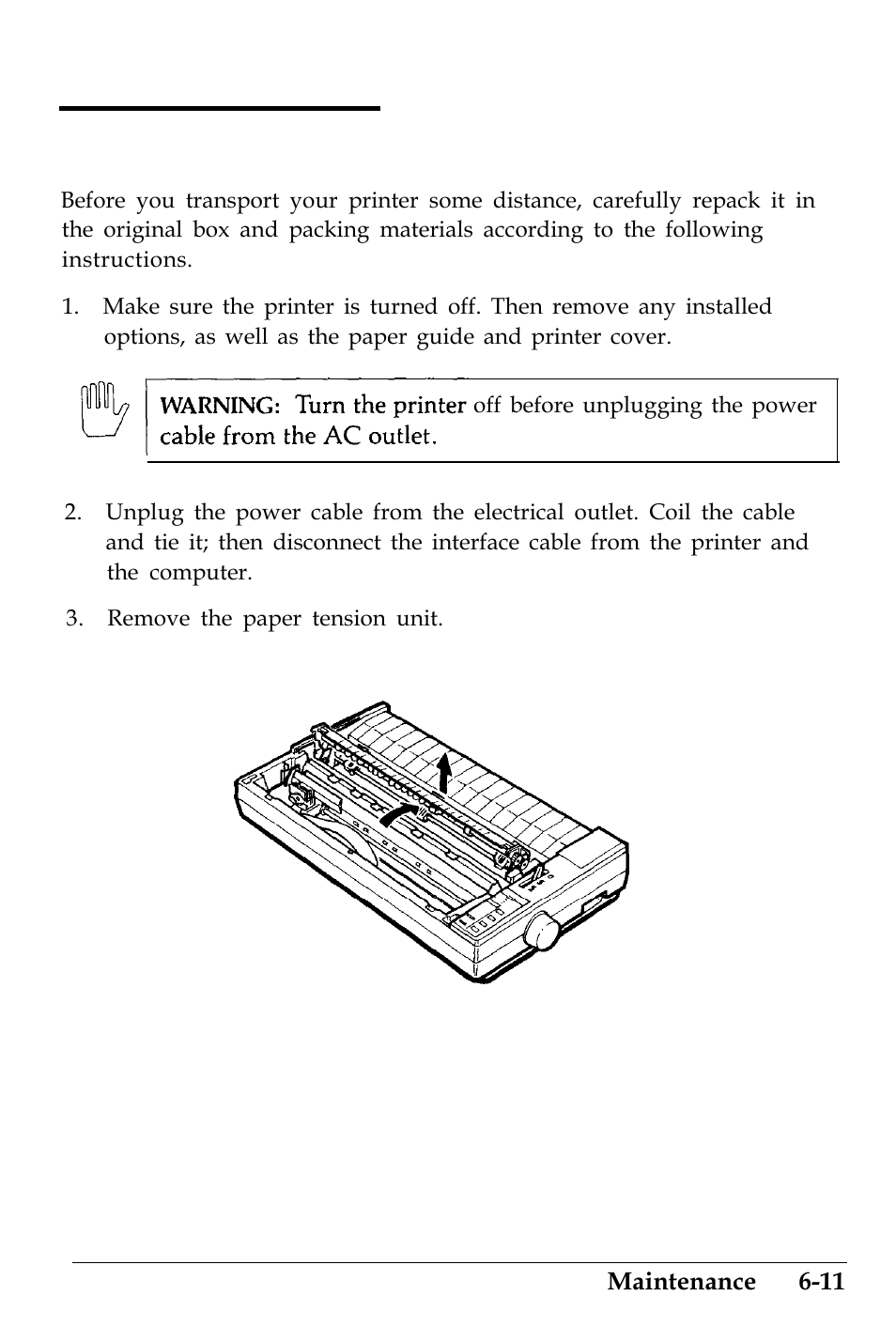 Transporting the printer | Epson 4500 User Manual | Page 199 / 317
