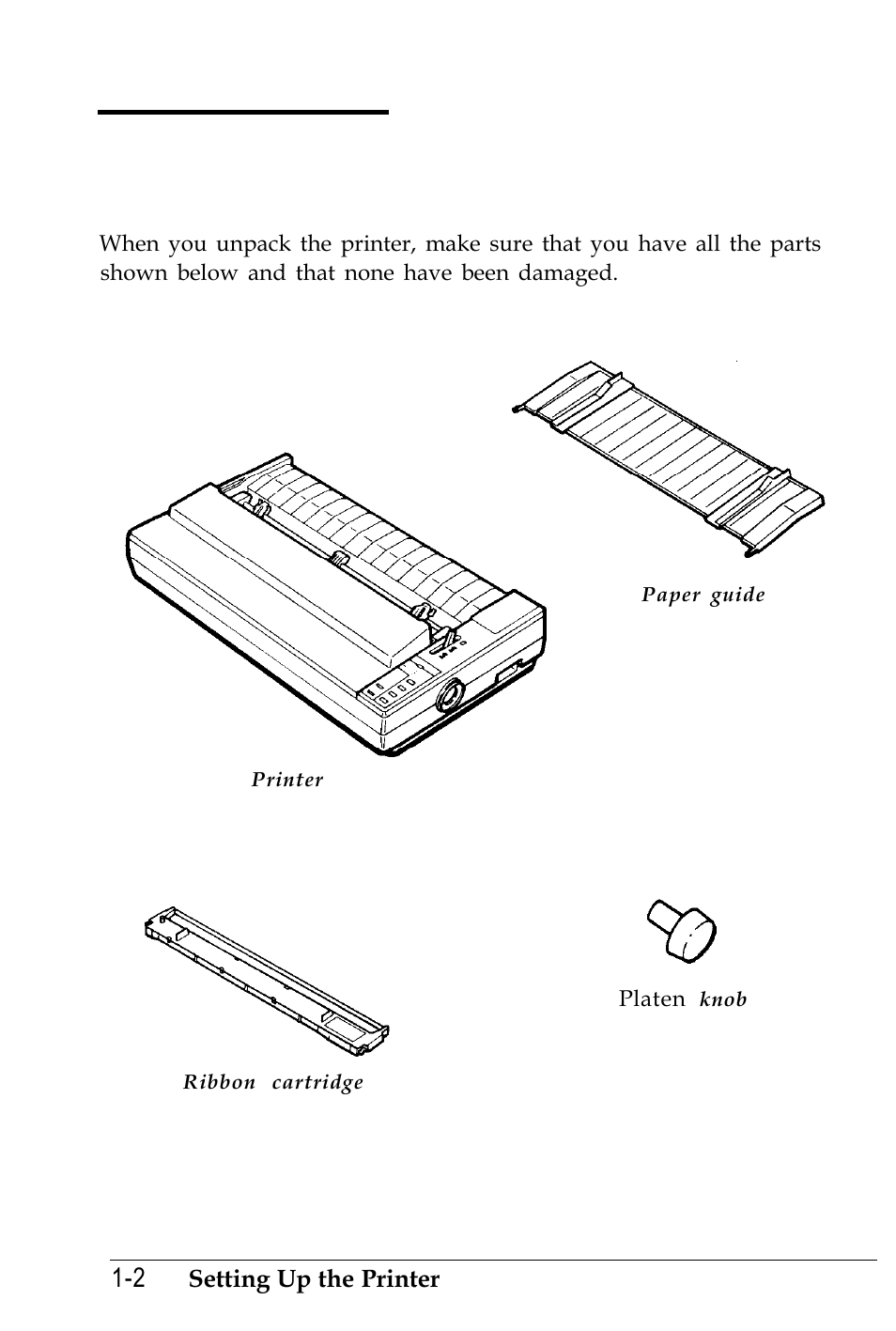 Unpacking the printer, Checking the parts | Epson 4500 User Manual | Page 24 / 317