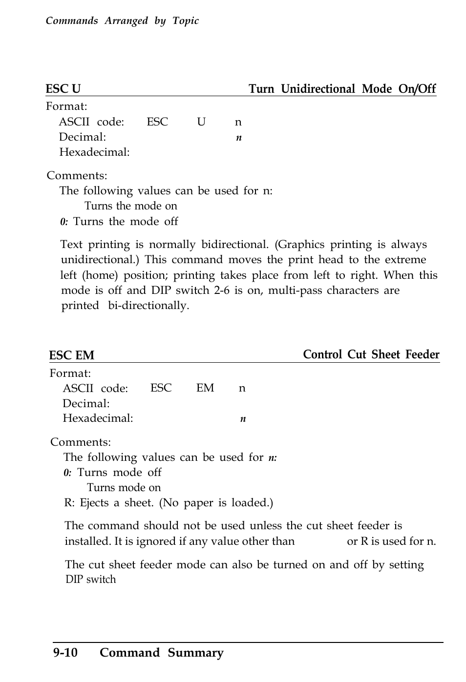 1b 55 n, 27 25 n, 1b 19 | Epson 4500 User Manual | Page 261 / 317