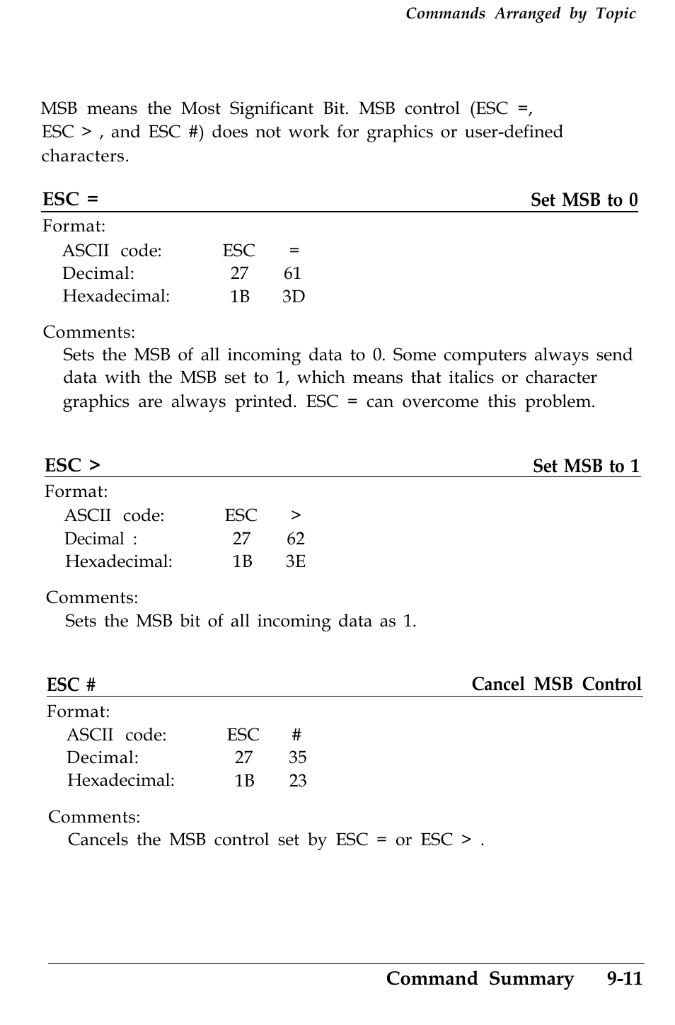 Msb control | Epson 4500 User Manual | Page 262 / 317