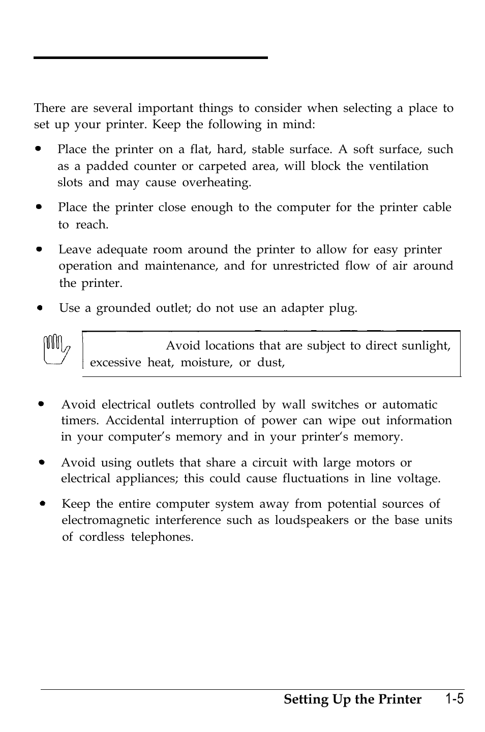 Choosing a place for the printer | Epson 4500 User Manual | Page 27 / 317