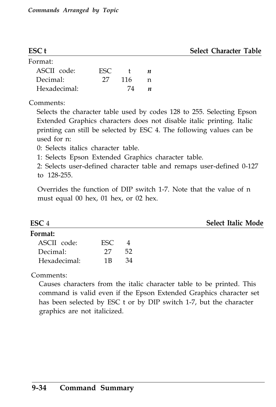 Character tables | Epson 4500 User Manual | Page 285 / 317