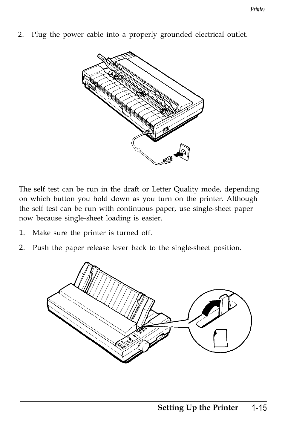 Running the self test | Epson 4500 User Manual | Page 37 / 317