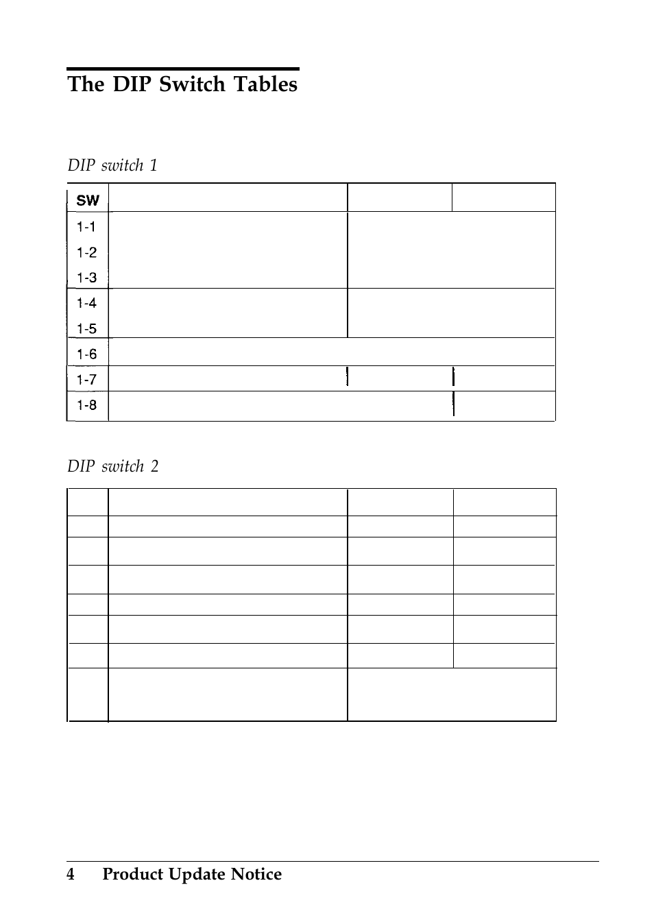 The dip switch tables | Epson 4500 User Manual | Page 5 / 317