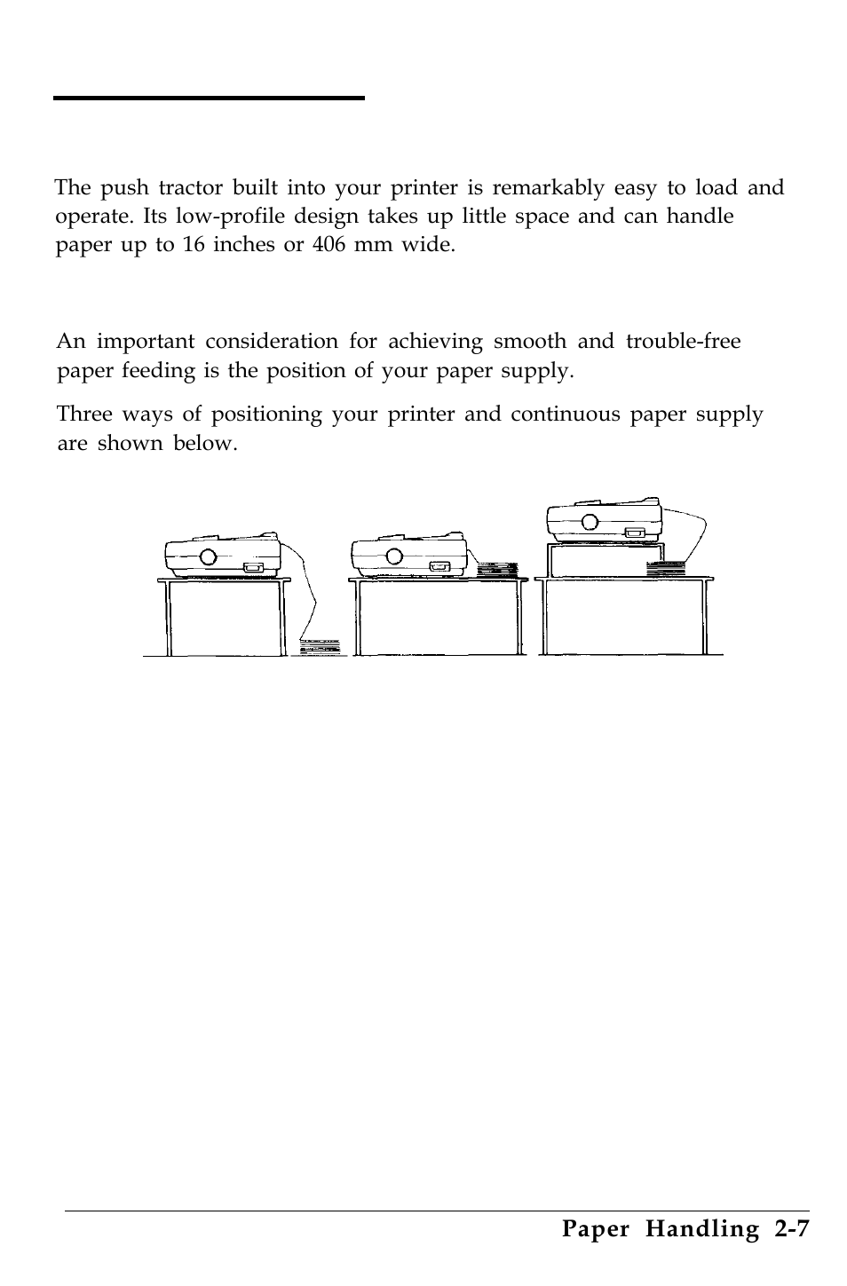 Using continuous paper, Positioning your continuous paper supply | Epson 4500 User Manual | Page 55 / 317