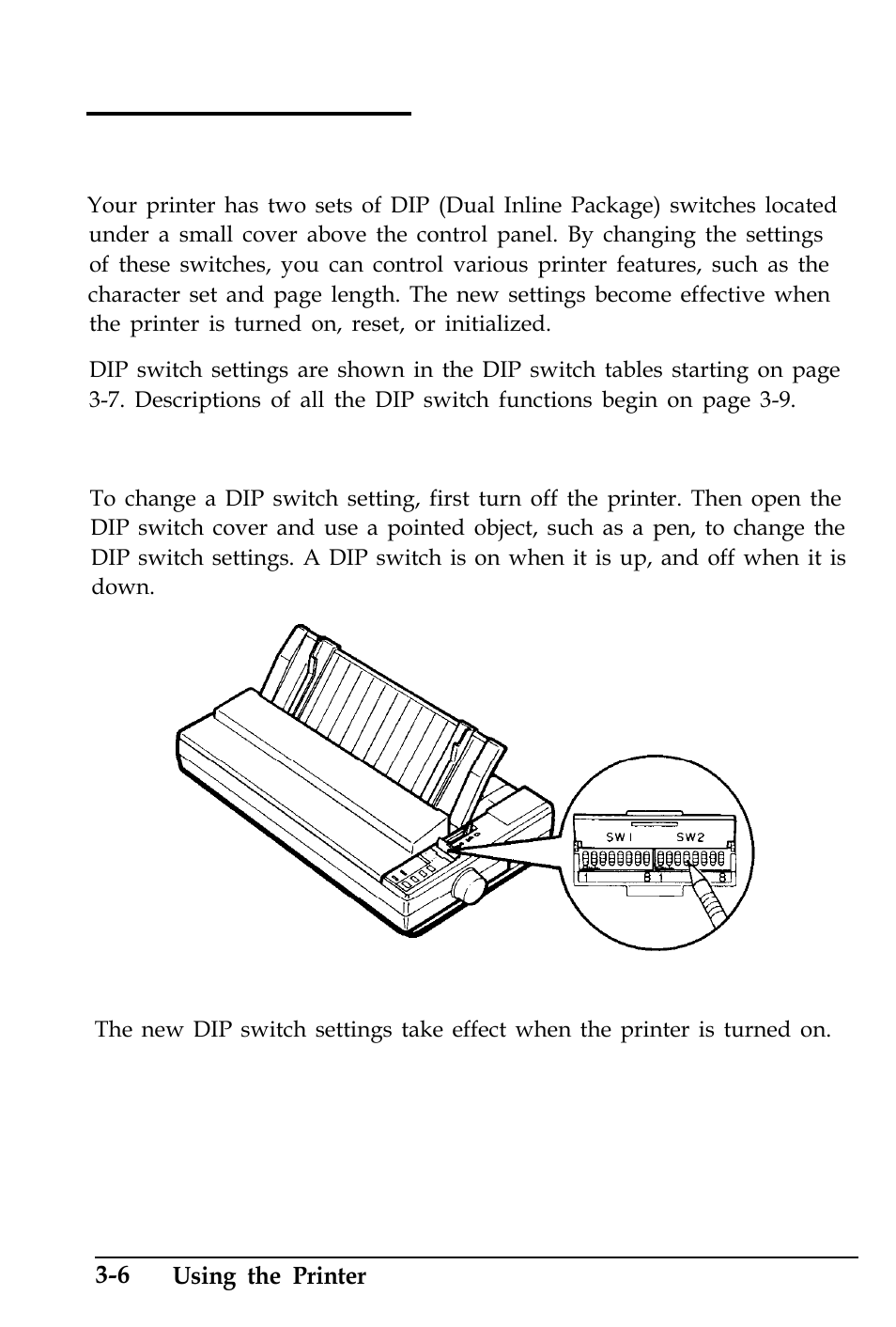 Setting the dip switches, Changing a dip switch setting | Epson 4500 User Manual | Page 85 / 317