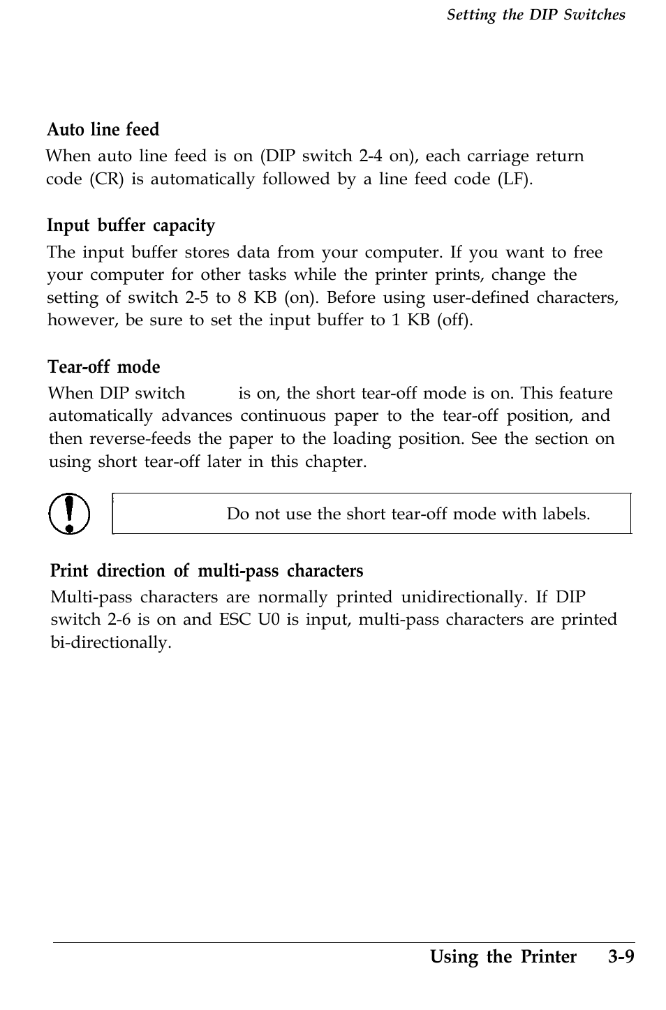 The dip switch functions | Epson 4500 User Manual | Page 88 / 317