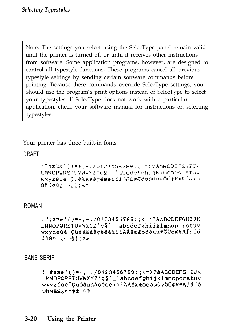 Character fonts | Epson 4500 User Manual | Page 99 / 317