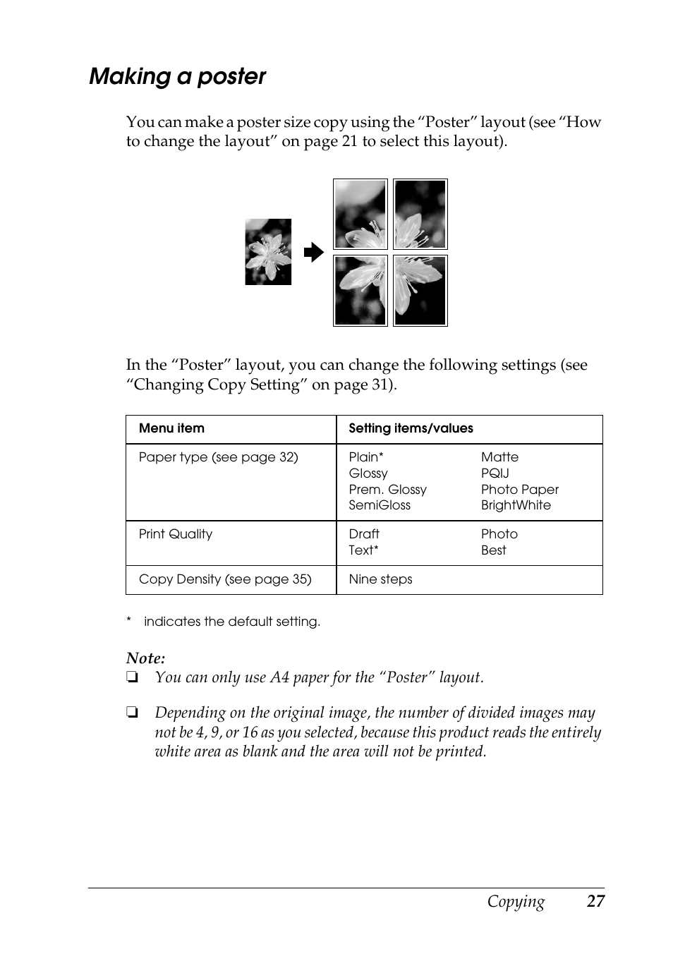 Making a poster | Epson STYLUS RX500 User Manual | Page 27 / 99