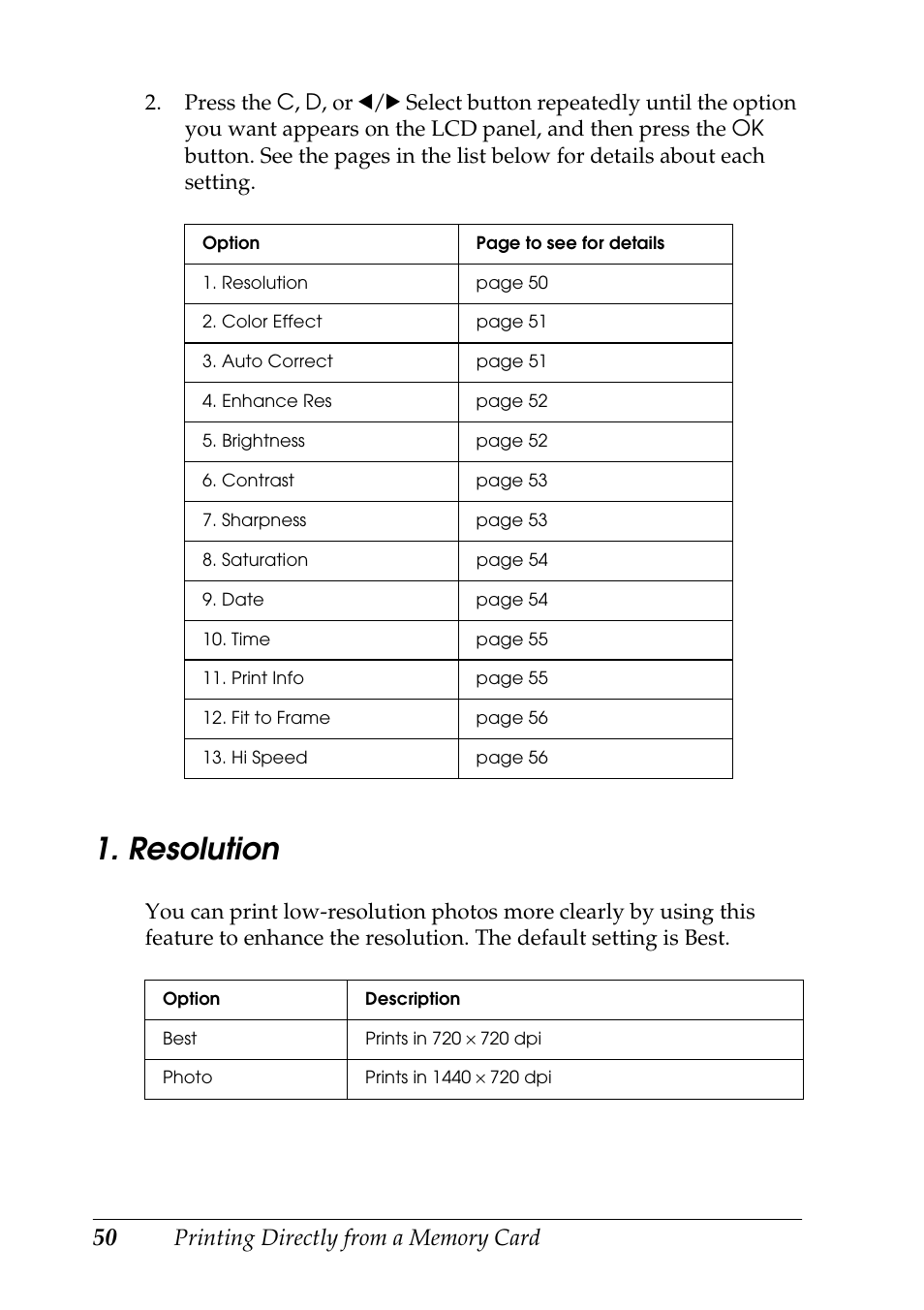 Resolution | Epson STYLUS RX500 User Manual | Page 50 / 99