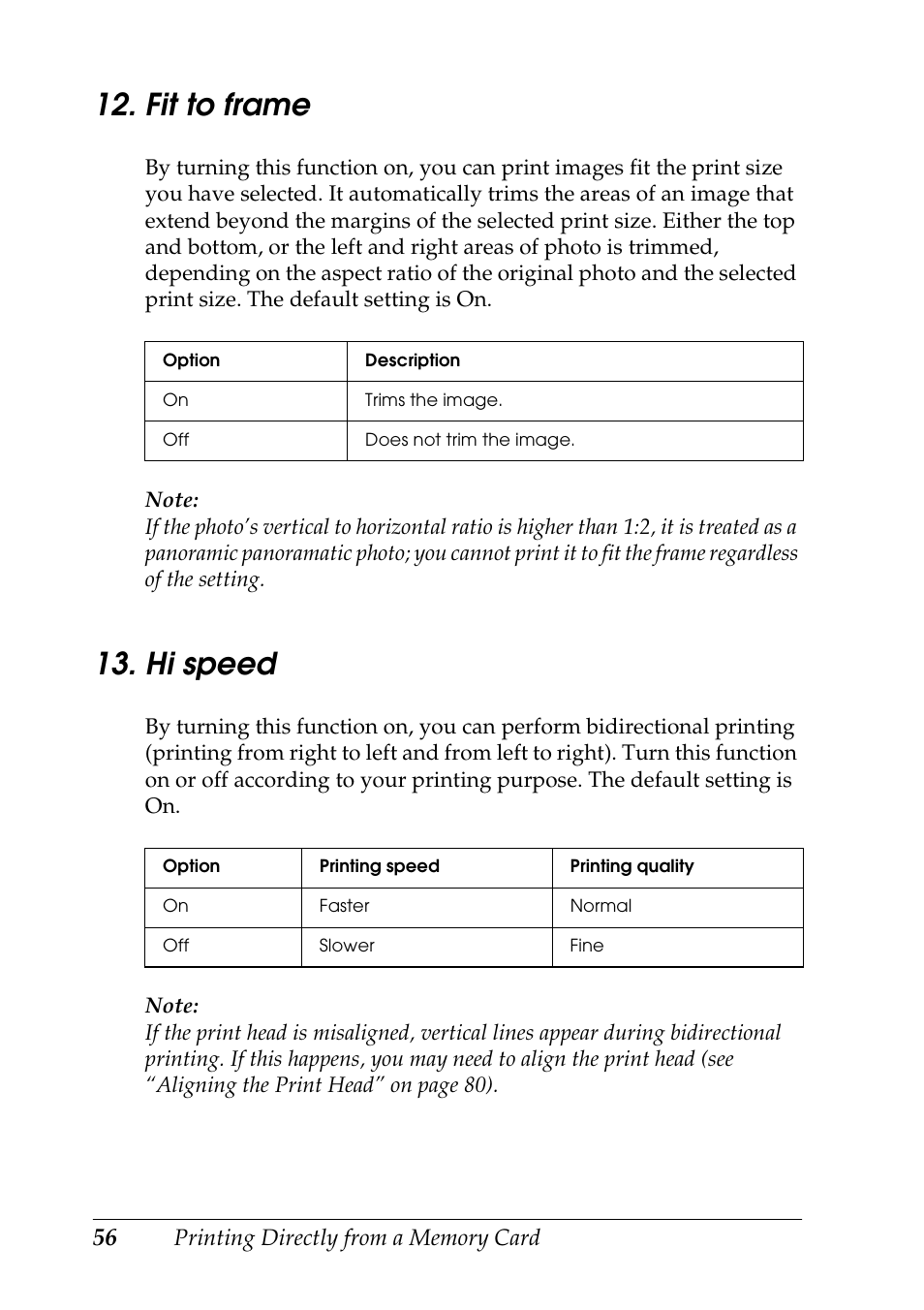 Fit to frame 13. hi speed, Fit to frame, Hi speed | Epson STYLUS RX500 User Manual | Page 56 / 99