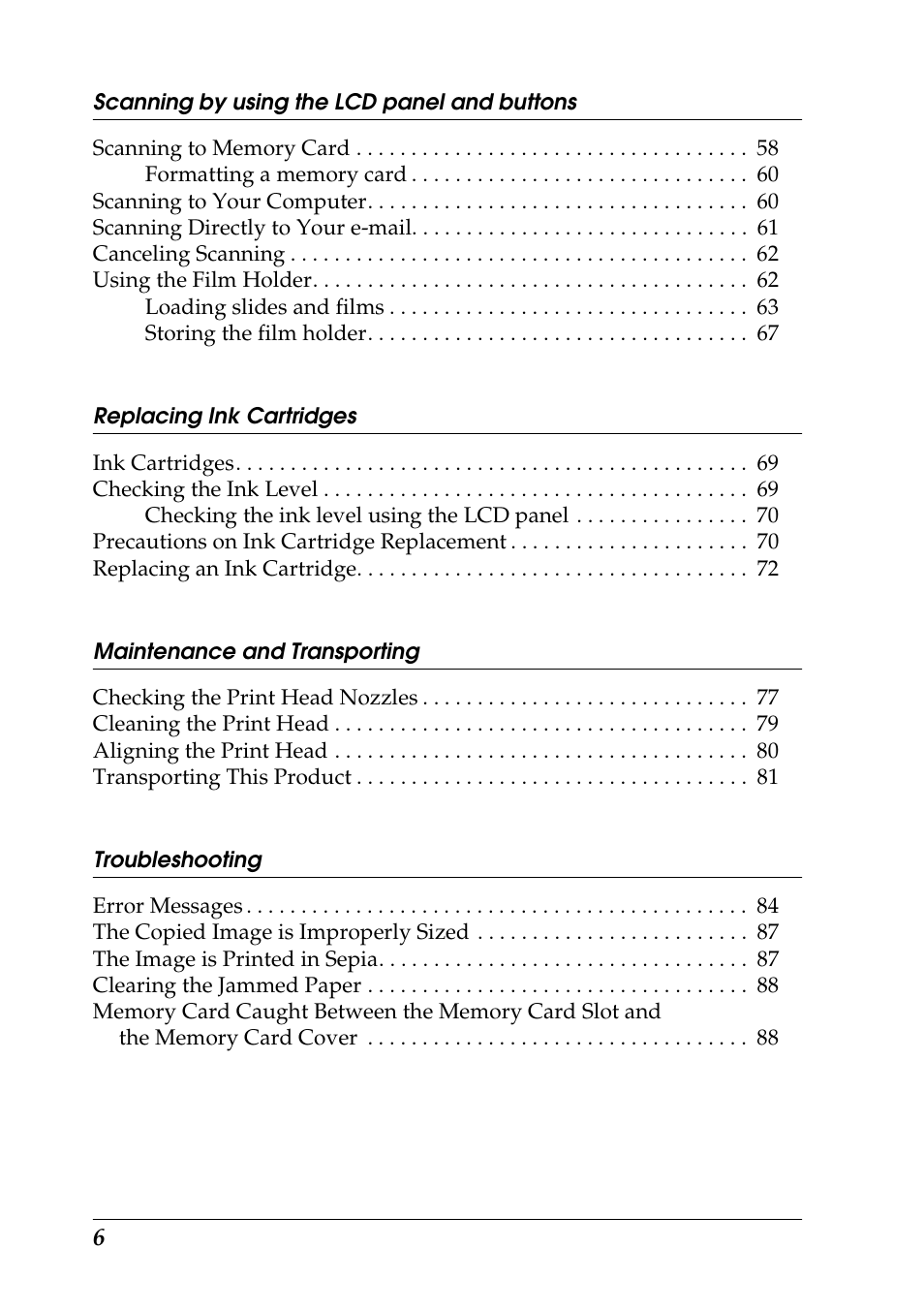 Epson STYLUS RX500 User Manual | Page 6 / 99