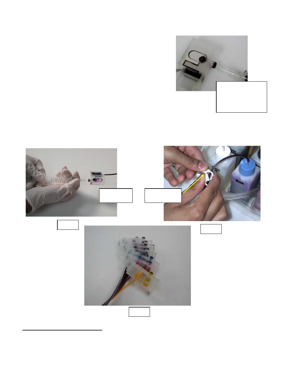 The wing adaptor (tip only) is gently inserted, Injector, Step 9 install chip block & injectors | Epson 2100 User Manual | Page 7 / 13