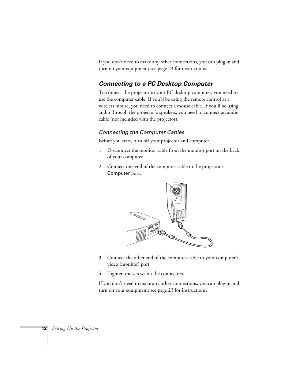 Connecting to a pc desktop computer | Epson 51c User Manual | Page 17 / 86