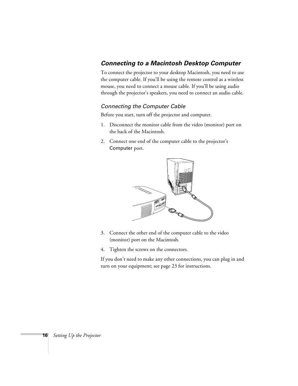 Connecting to a macintosh desktop computer | Epson 51c User Manual | Page 21 / 86