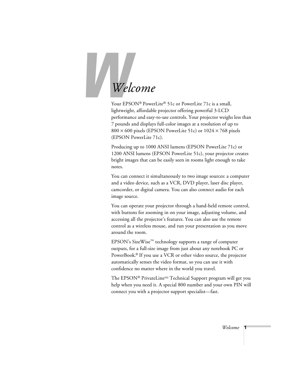 Welcome | Epson 51c User Manual | Page 6 / 86