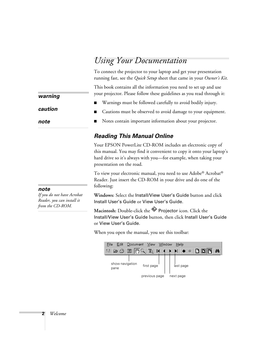Using your documentation, Reading this manual online | Epson 51c User Manual | Page 7 / 86