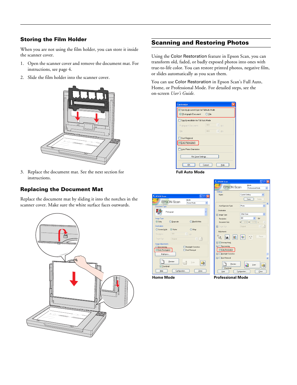 Scanning and restoring photos | Epson Perfection V200 Photo User Manual | Page 6 / 9