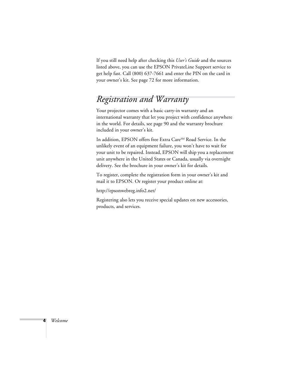 Registration and warranty | Epson 73c User Manual | Page 10 / 108