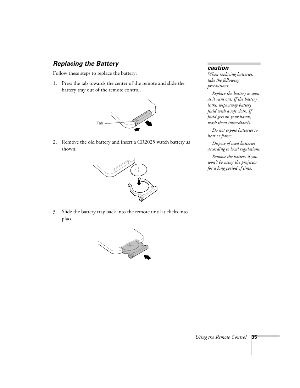 Replacing the battery | Epson 73c User Manual | Page 41 / 108