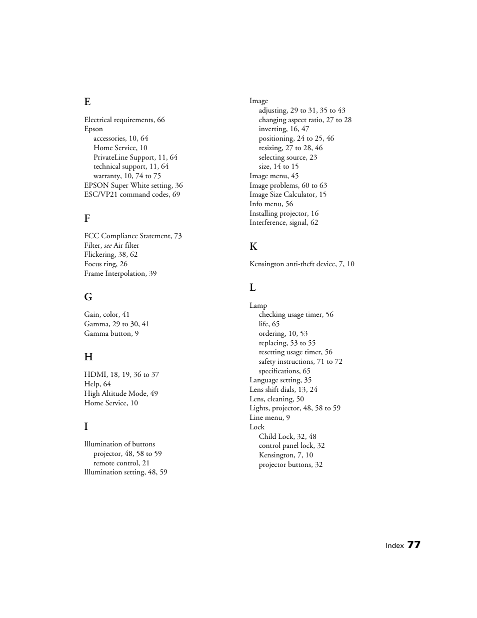 Epson 9700 User Manual | Page 77 / 80