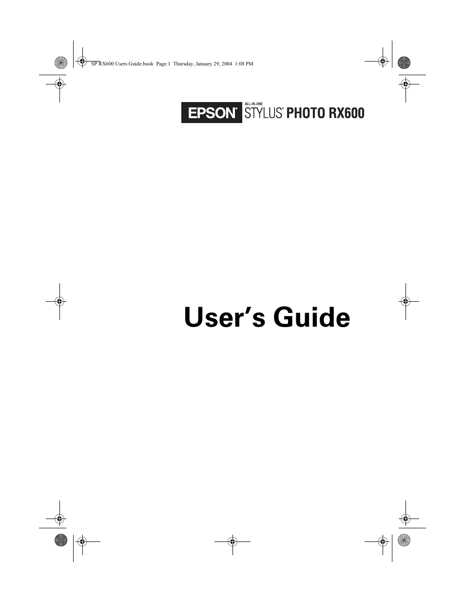 Epson All-In-One Stylus Photo RX600 User Manual | 164 pages