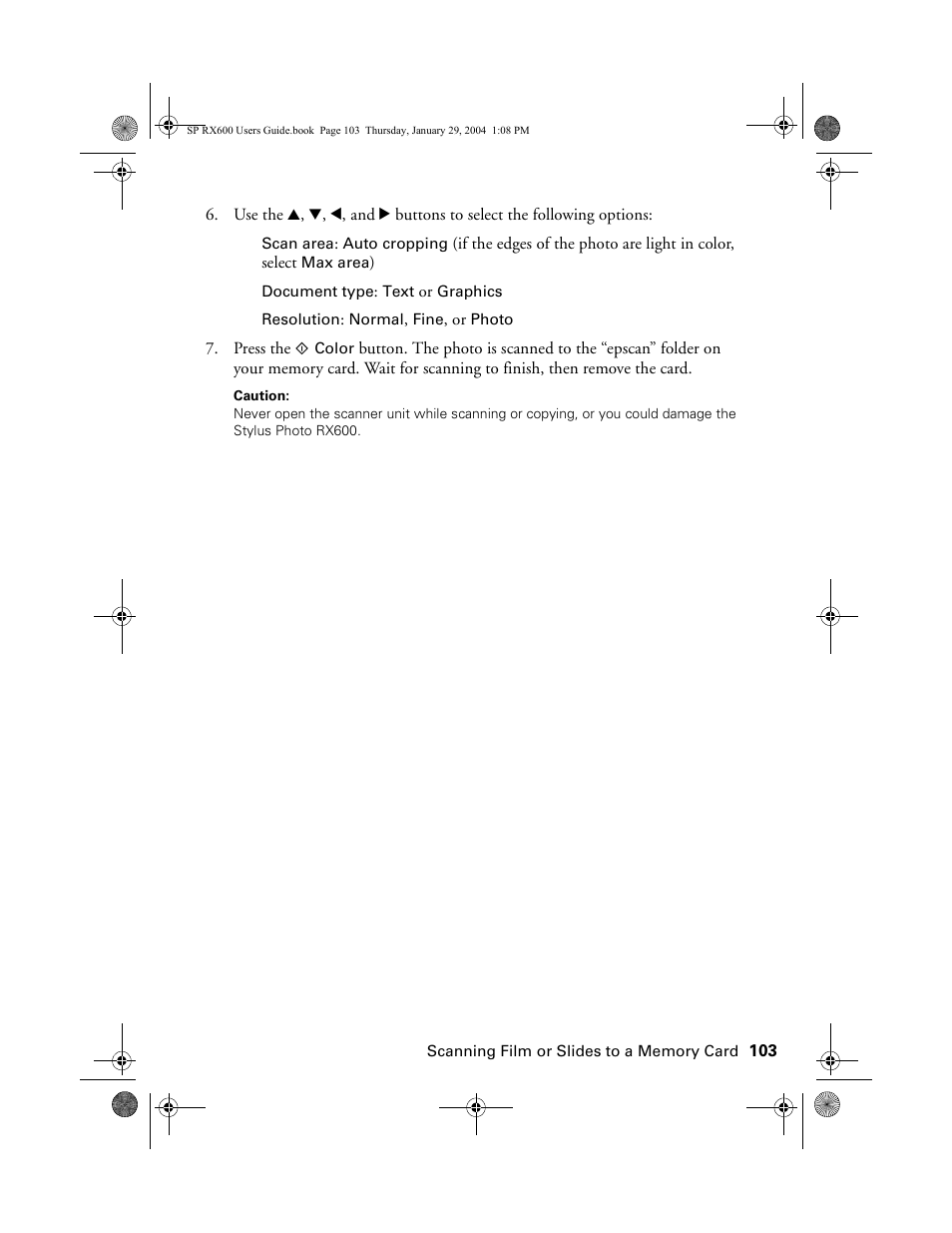 Epson All-In-One Stylus Photo RX600 User Manual | Page 103 / 164
