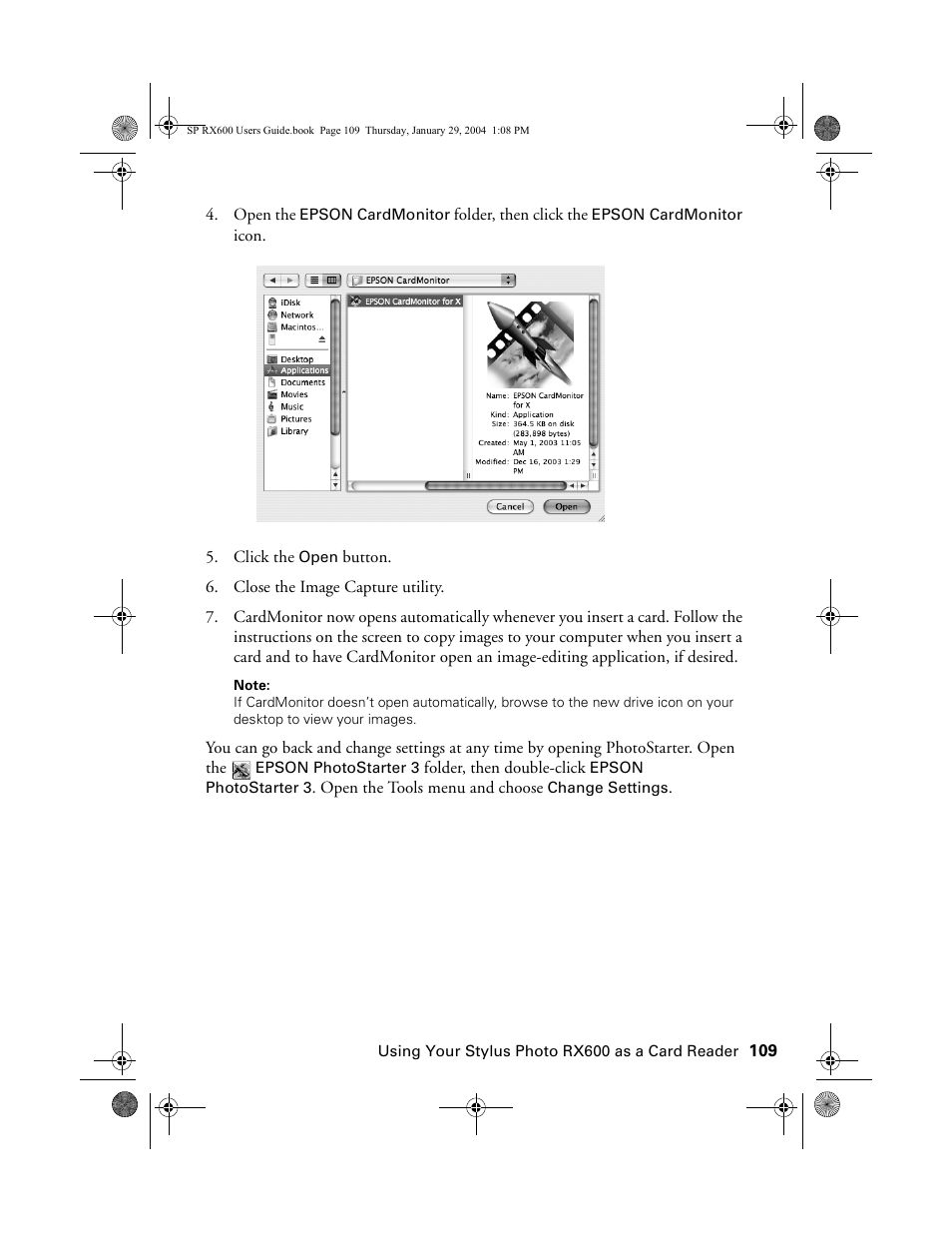 Epson All-In-One Stylus Photo RX600 User Manual | Page 109 / 164