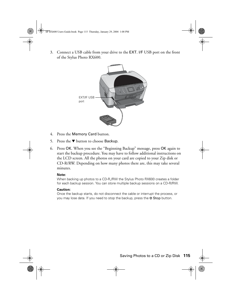 Epson All-In-One Stylus Photo RX600 User Manual | Page 115 / 164