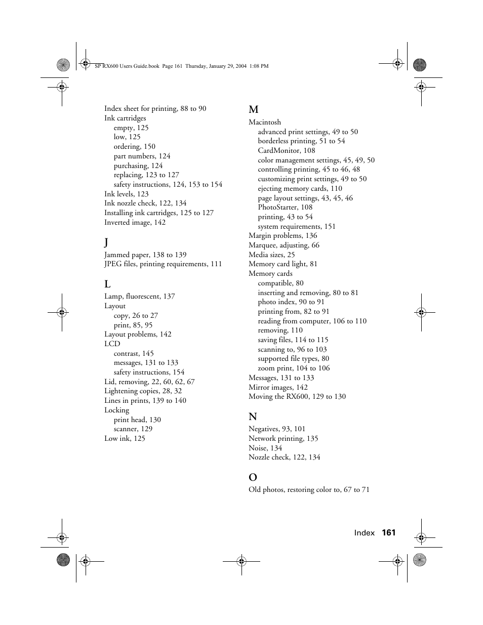 Epson All-In-One Stylus Photo RX600 User Manual | Page 161 / 164