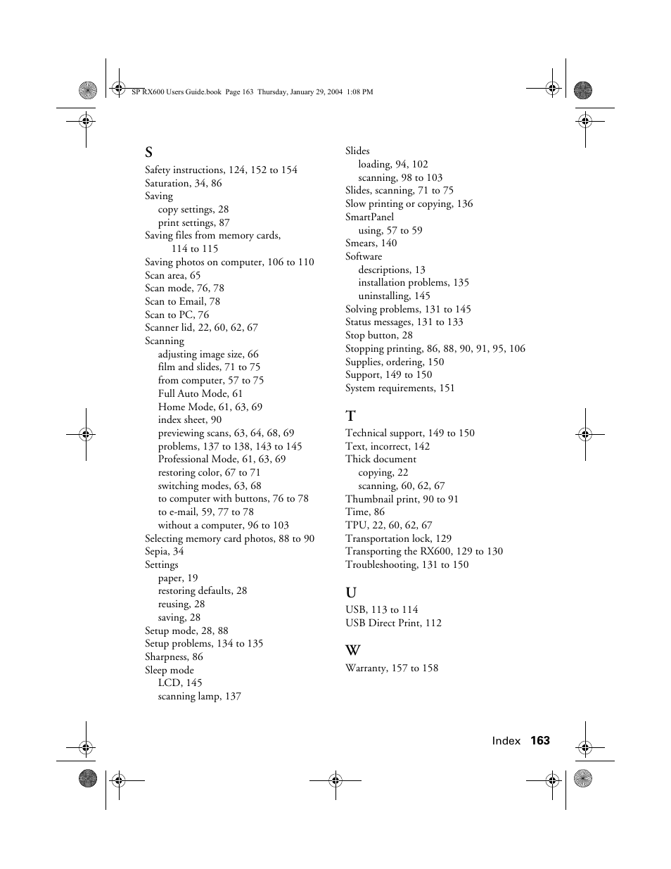 Epson All-In-One Stylus Photo RX600 User Manual | Page 163 / 164