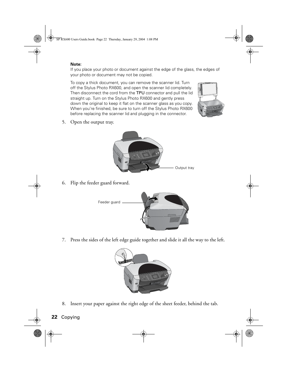 Epson All-In-One Stylus Photo RX600 User Manual | Page 22 / 164