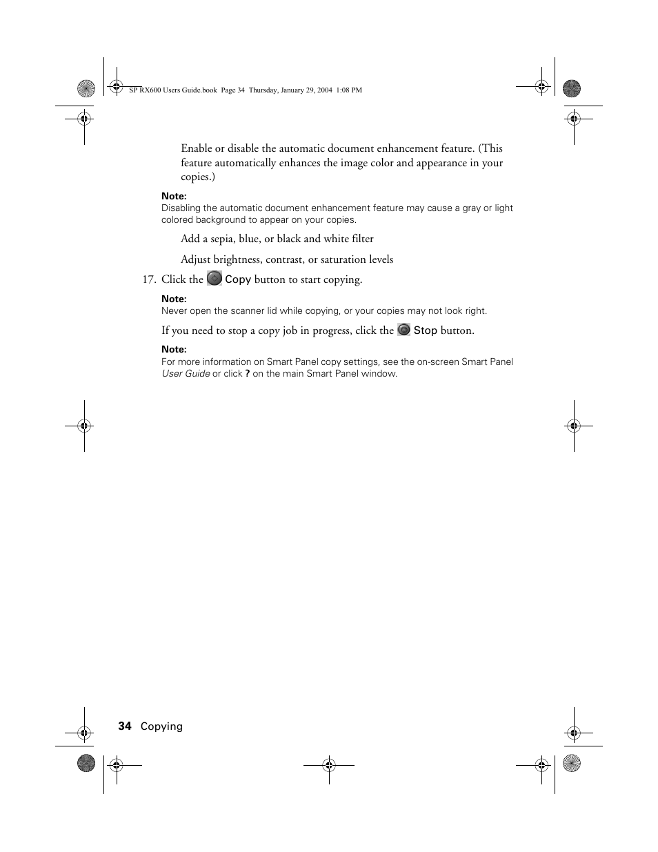 Epson All-In-One Stylus Photo RX600 User Manual | Page 34 / 164