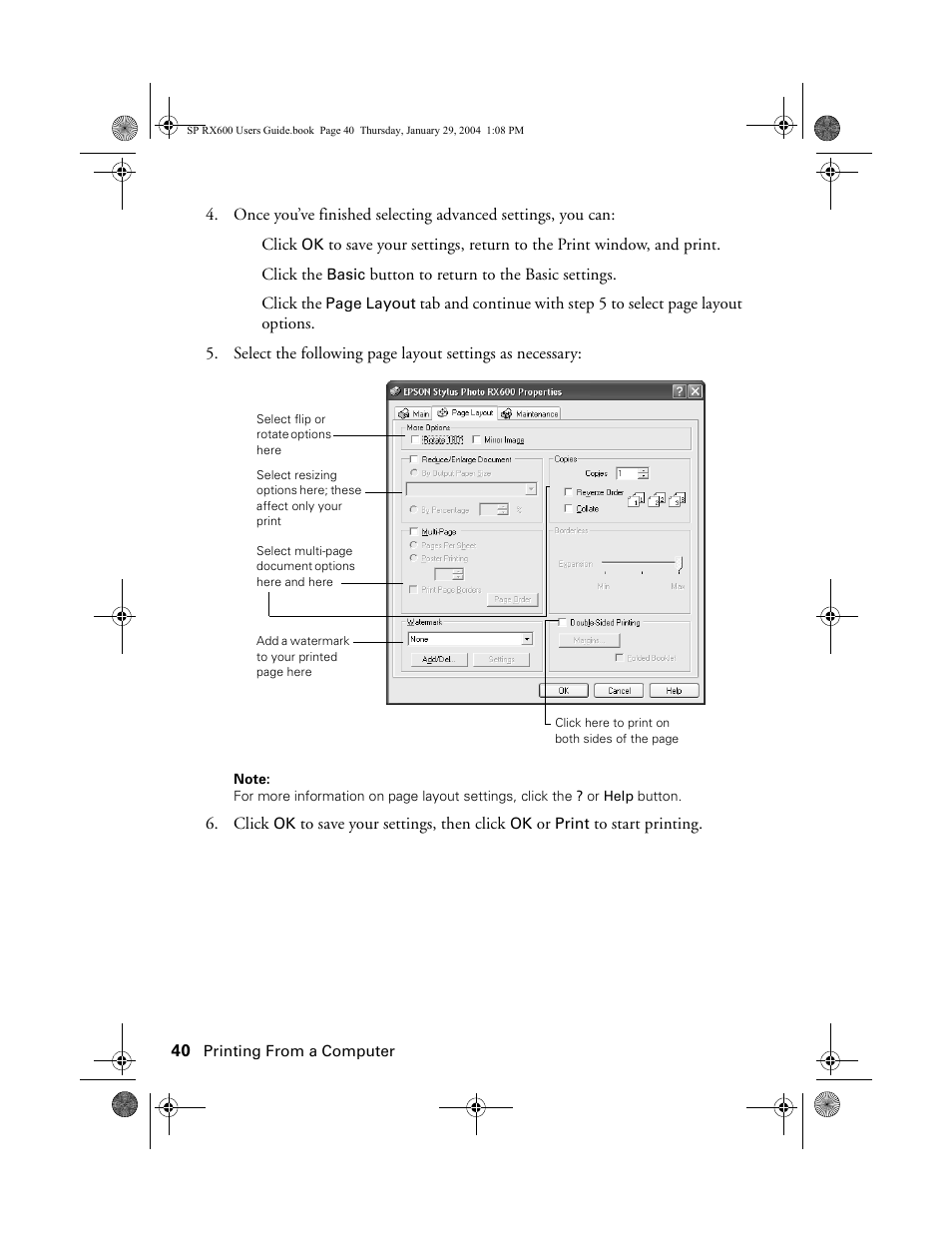 Epson All-In-One Stylus Photo RX600 User Manual | Page 40 / 164