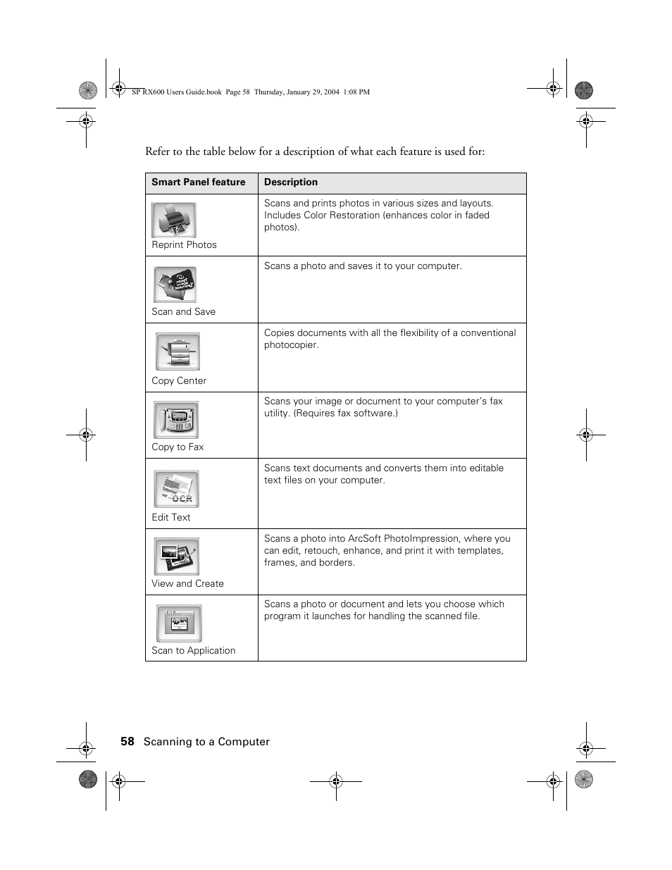 Epson All-In-One Stylus Photo RX600 User Manual | Page 58 / 164