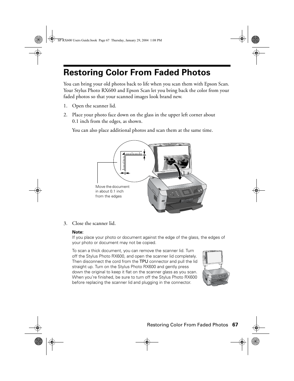 Restoring color from faded photos | Epson All-In-One Stylus Photo RX600 User Manual | Page 67 / 164
