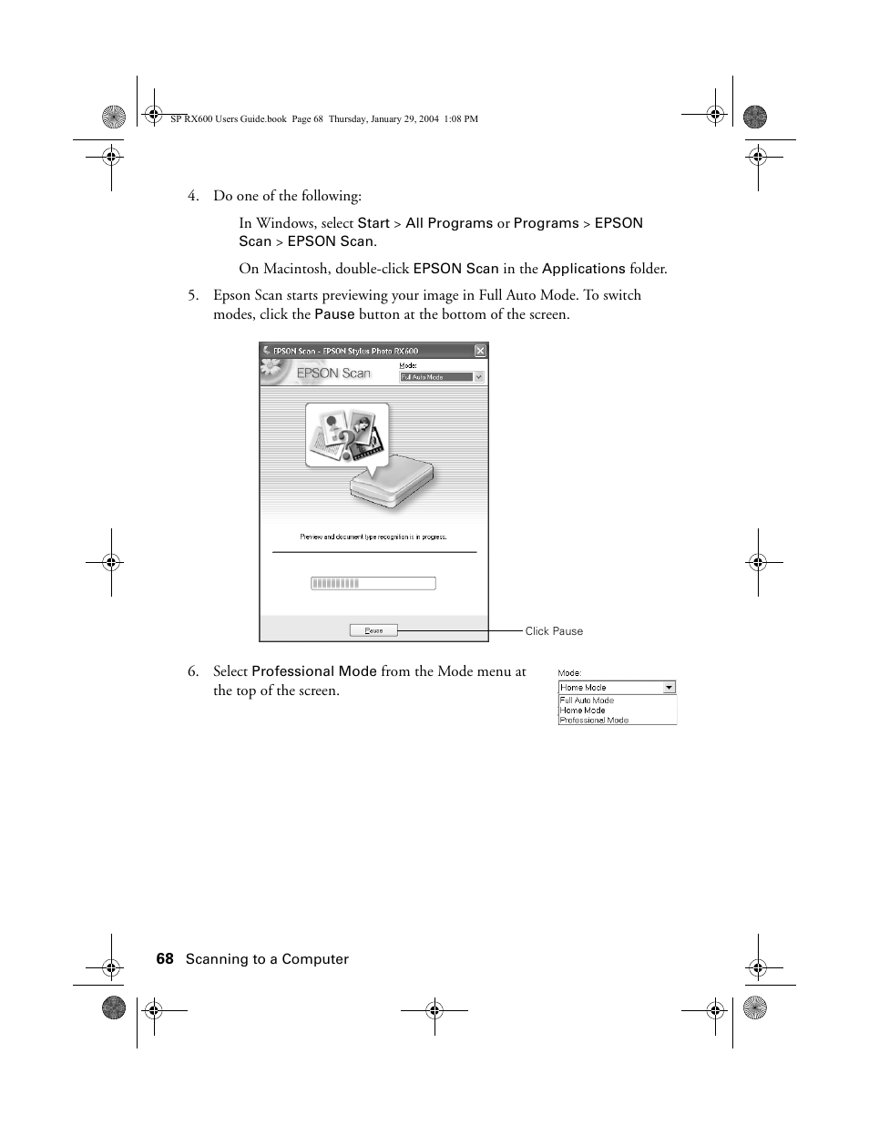 Epson All-In-One Stylus Photo RX600 User Manual | Page 68 / 164