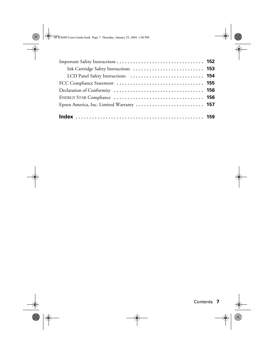 Epson All-In-One Stylus Photo RX600 User Manual | Page 7 / 164
