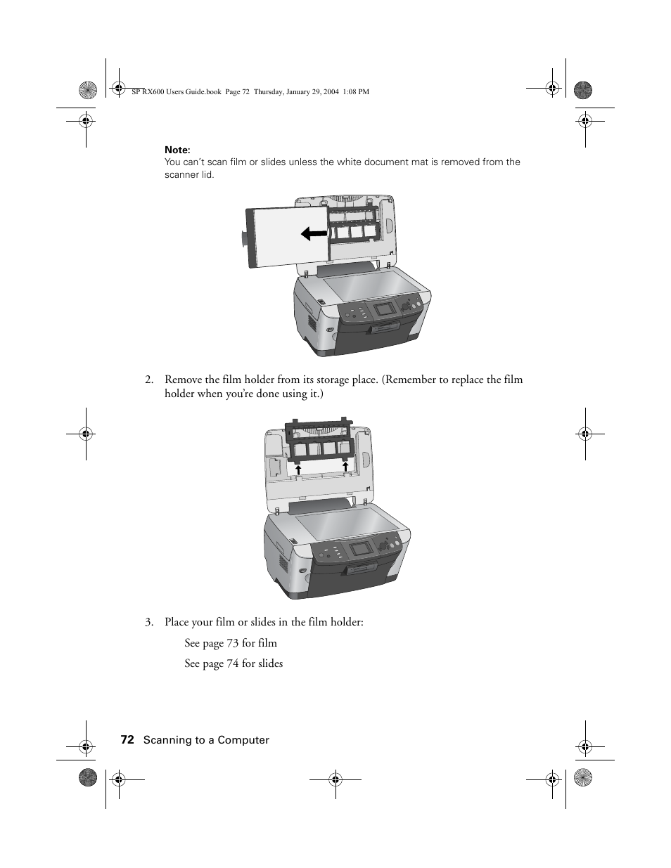 Epson All-In-One Stylus Photo RX600 User Manual | Page 72 / 164